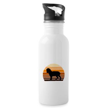 Norfolk Spaniel Dog Love Silhouette Vintage Sunset - Water bottle with straw - white - Right