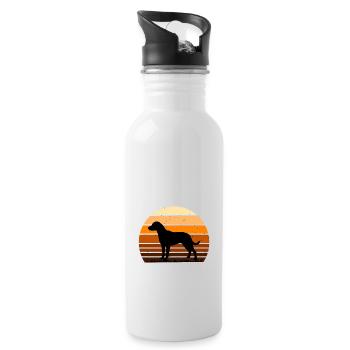 Uruguayan Cimarron Dog Silhouette Retro Sunset - Water bottle with straw - white - Right