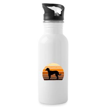 Taigan Dog Lover Silhouette Vintage Sunset - Water bottle with straw - white - Right