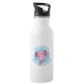 Cute Axolotl Stay Curious Axolotl Questions Pun - Water bottle with straw - white - Right