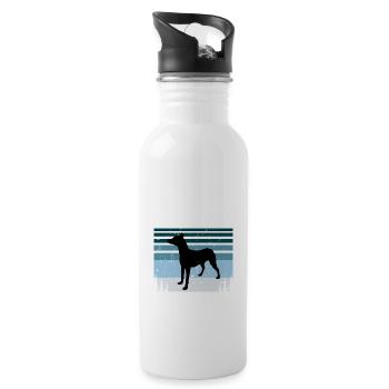 Andalou Chien Chien Amoureux Silhouette Rétro Coucher de Soleil - Gourde avec paille intégrée - blanc - Droite