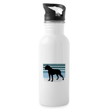 American Bulldog Dog Lover Silhouette Retro Sunset - Gourde avec paille intégrée - blanc - Droite