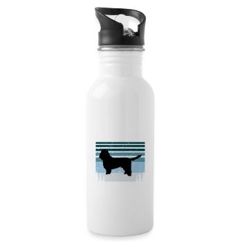 Basset Griffon Vendéen Petit Dog Silhouette Retro - Trinkflasche mit integriertem Trinkhalm - Weiß - Rechts
