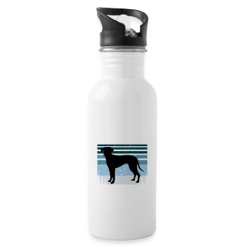 Blue Lacy Dog Lover Silhouette Vintage Sunset - Water bottle with straw - white - Right