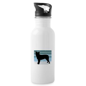 Blue Heeler Dog Lover Silhouette Vintage Sunset - Water bottle with straw - white - Right