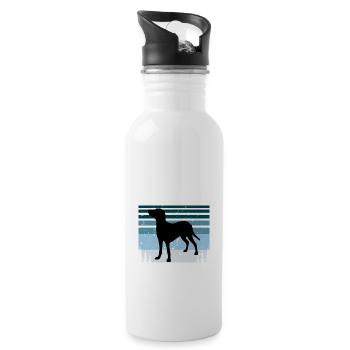 Bleu De Gascogne Petit Dog Silhouette Retro Sonnenuntergang - Trinkflasche mit integriertem Trinkhalm - Weiß - Rechts