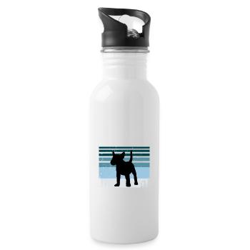 Bull Terrier Miniature Dog Silhouette Retro Sunset - Water bottle with straw - white - Right