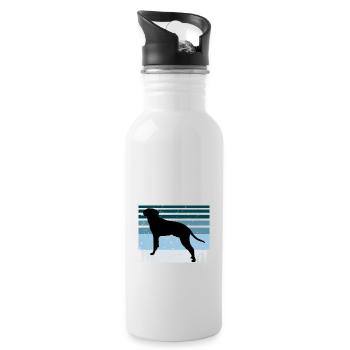 Braque Saint Germain Hund Silhouette Retro Sonnenuntergang - Trinkflasche mit integriertem Trinkhalm - Weiß - Rechts