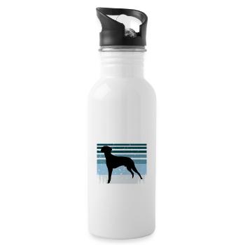 Braque Francais Dog Love Silhouette Vintage Sunset - Water bottle with straw - white - Right