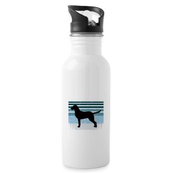 Chesapeake Bay Retriever Hund Silhouette Retro Sonne - Trinkflasche mit integriertem Trinkhalm - Weiß - Rechts