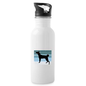 Cretan Hound Dog Lover Silhouette Vintage Sunset - Water bottle with straw - white - Right