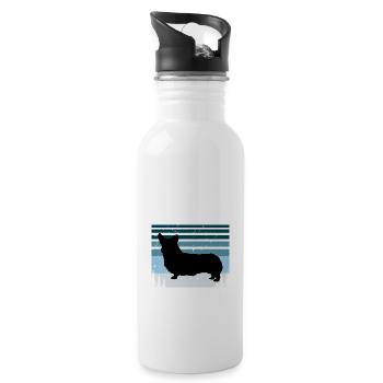 Corgi Dog Silhouette Vintage Sunset for Dog Lovers - Water bottle with straw - white - Right