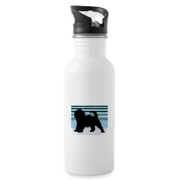 Cockapoo Hundeliebhaber Silhouette Vintage Sonnenuntergang - Trinkflasche mit integriertem Trinkhalm - Weiß - Rechts