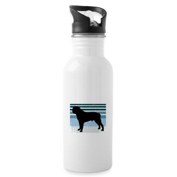 Englische Dogge Hund Liebe Silhouette Vintage Sonnenuntergang - Trinkflasche mit integriertem Trinkhalm - Weiß - Rechts
