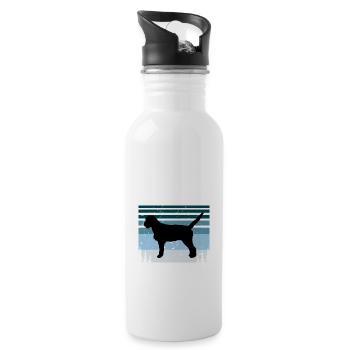 Griffon Fauve De Bretagne Dog Silhouette Retro - Water bottle with straw - white - Right