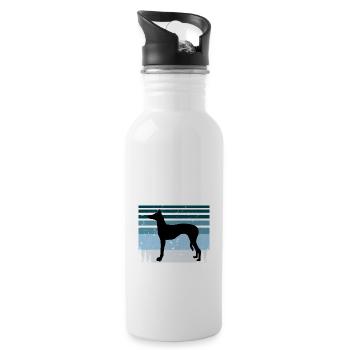 Ibizan Hound Dog Lover Silhouette Vintage Sunset - Water bottle with straw - white - Right