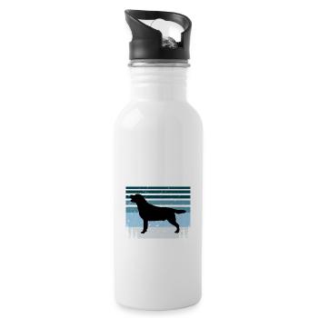 Labrador Hundeliebhaber Silhouette Vintage Sonnenuntergang - Trinkflasche mit integriertem Trinkhalm - Weiß - Rechts