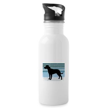 Uruguayan Cimarron Dog Silhouette Retro Sunset - Water bottle with straw - white - Right