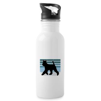 Welsh Terrier Dog Lover Silhouette Vintage Sunset - Water bottle with straw - white - Right