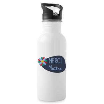 MAÎTRE. MERCI. MERCI MAÎTRE. CADEAU MAÎTRE - Gourde avec paille intégrée - blanc - Droite