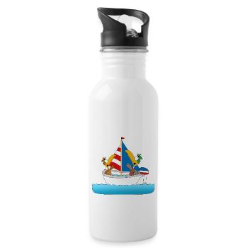 SEGELN - BOOT - SCHIFF - ENTEN - KAPITÄN - MEER - Trinkflasche mit integriertem Trinkhalm - Weiß - Rechts