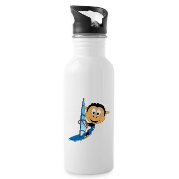 SURFER - WINDSURFEN - SPORT - SCHAF - TIER - Trinkflasche mit integriertem Trinkhalm - Weiß - Rechts