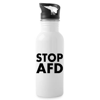 Stop afd - Trinkflasche mit integriertem Trinkhalm - Weiß - Rechts