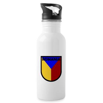 Die Rumänen - Trinkflasche mit integriertem Trinkhalm - Weiß - Rechts