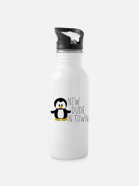 New Dude in Town - Trinkflasche mit integriertem Trinkhalm - Weiß