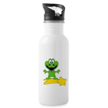 KROKODIL - STERNSCHNUPPE - Trinkflasche mit integriertem Trinkhalm - Weiß - Rechts