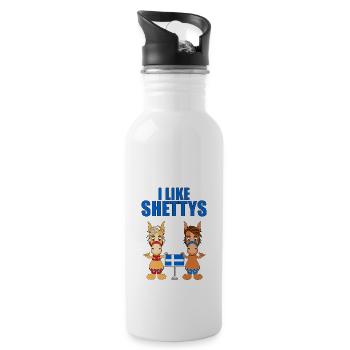 I LIKE SHETTYS - PFERDE - PFERD - Trinkflasche mit integriertem Trinkhalm - Weiß - Rechts