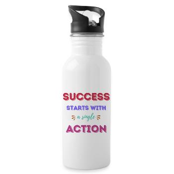 Success Starts With A Single Action - Water bottle with straw - white - Right