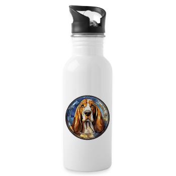 Basset Hound Dog Race Aquarelle Verre - Gourde avec paille intégrée - blanc - Droite