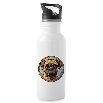 Bullmastiff Dog Race Aquarelle Verre - Gourde avec paille intégrée - blanc - Droite