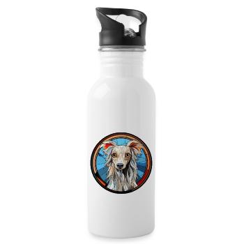Chinese Crested Dog Breed Watercolor Glass - Water bottle with straw - white - Right