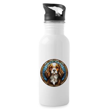 Cavalier King Charles Spaniel Dog Race Aquarelle - Gourde avec paille intégrée - blanc - Droite