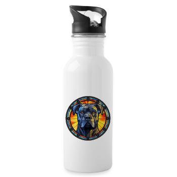 Cane Corso Dog Breed Watercolor Glass - Water bottle with straw - white - Right