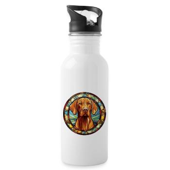 Vizsla Dog Breed Watercolor Glass - Water bottle with straw - white - Right