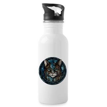 Ägäische Katzenrasse Aquarellglas - Trinkflasche mit integriertem Trinkhalm - Weiß - Rechts