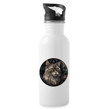 American Curl Cat Breed Aquarelle Verre - Gourde avec paille intégrée - blanc - Droite
