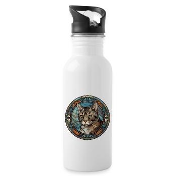 Verre aquarelle de race de chat à poil court brésilien - Gourde avec paille intégrée - blanc - Droite