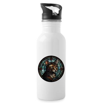 Verre aquarelle de race de chat à poil court brésilien - Gourde avec paille intégrée - blanc - Droite