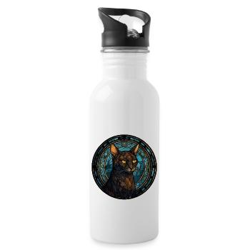 Asiatische Katzenrasse Aquarellglas - Trinkflasche mit integriertem Trinkhalm - Weiß - Rechts