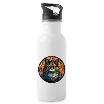 Cymric Cat Breed Aquarelle Verre - Gourde avec paille intégrée - blanc - Droite
