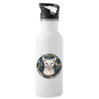 Burmilla Cat Race Aquarelle Verre - Gourde avec paille intégrée - blanc - Droite