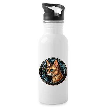 Chausie Cat Breed Aquarelle Verre - Gourde avec paille intégrée - blanc - Droite