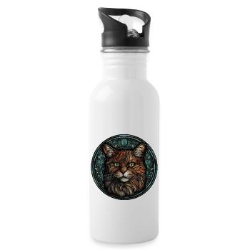 Manx Cat Breed Aquarelle Verre - Gourde avec paille intégrée - blanc - Droite