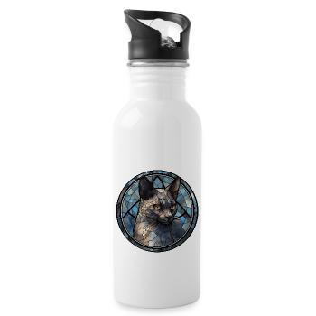 Korat Cat Breed Aquarelle Verre - Gourde avec paille intégrée - blanc - Droite