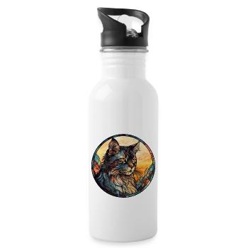 Laperm Cat Breed Aquarelle Verre - Gourde avec paille intégrée - blanc - Droite