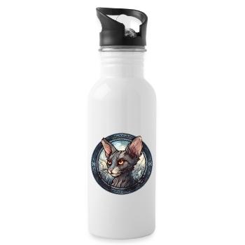 Lykoi Cat Breed Aquarelle Verre - Gourde avec paille intégrée - blanc - Droite